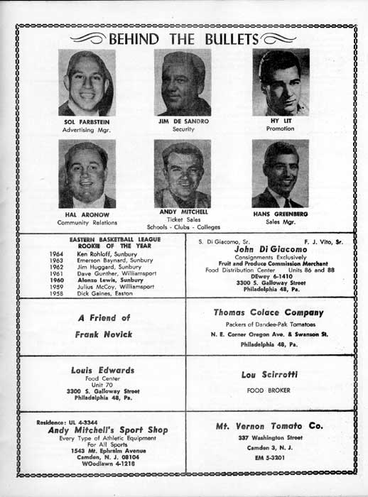 1964-65 Camden Bullets program, page 7