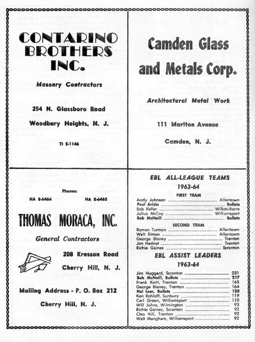 1964-65 Camden Bullets program, page 14