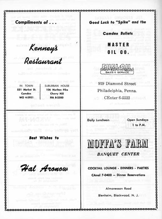 1964-65 Camden Bullets program, page 16