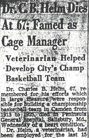 Camden Courier-Post, December 6, 1951 — Dr. C. B. Helm Dies at 67, part 1