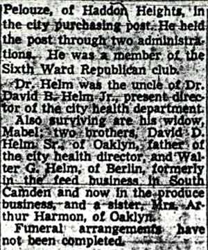Camden Courier-Post, December 6, 1951 — Dr. C. B. Helm Dies at 67, part 5