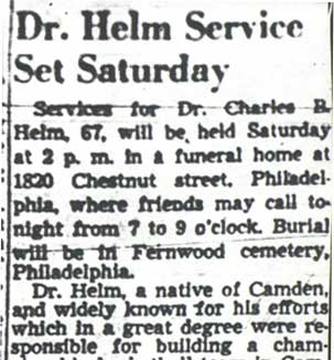Camden Courier-Post, December 7, 1951 — Dr. Helm Service Set Saturday, part 1