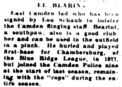 Camden Courier-Post, April 24, 1928 — Elwood Bearint joins Camden (part 2)
