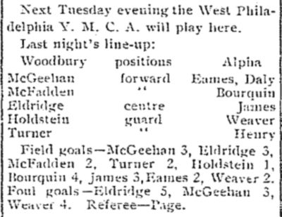 Woodbury Daily Times, February 9, 1910 — Camden Alpha Club basketball, continued