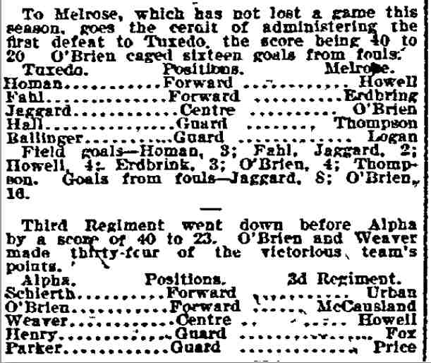 Camden Basketball Games — Philadelphia Inquirer, December 6, 1908, column 2