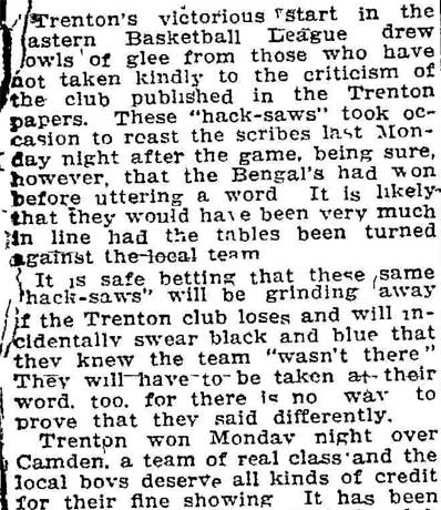 Trenton Times November 30, 1915 — basketball article