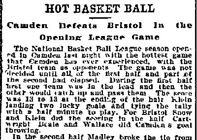 Philadelphia Inquirer, November 19, 1899 — Basketball article, page 1
