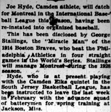 Camden Courier-Post, January 26, 1928 — Joe Hyde (part 2)