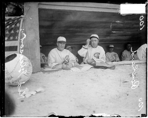 Kid Gleason (left) as a coach with Pants Rowland, manager of the Chicago White Sox, 1917
