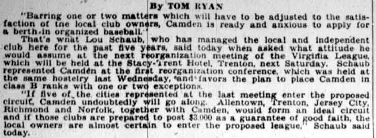 Camden Almost Sure to Accept Franchise continued