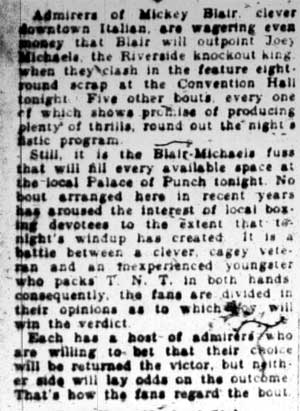 Fans Anticipate Stirring Bout, April 27, 1928 (part 1)