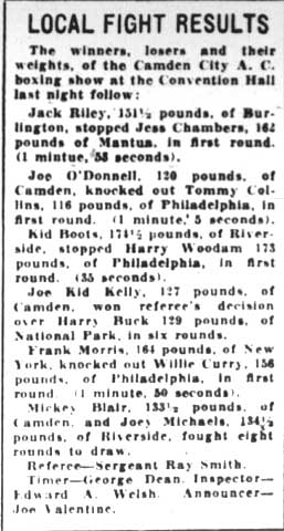 Fans Jeer As Referee Smith Gives Draw Decision — local results box, April 28, 1928