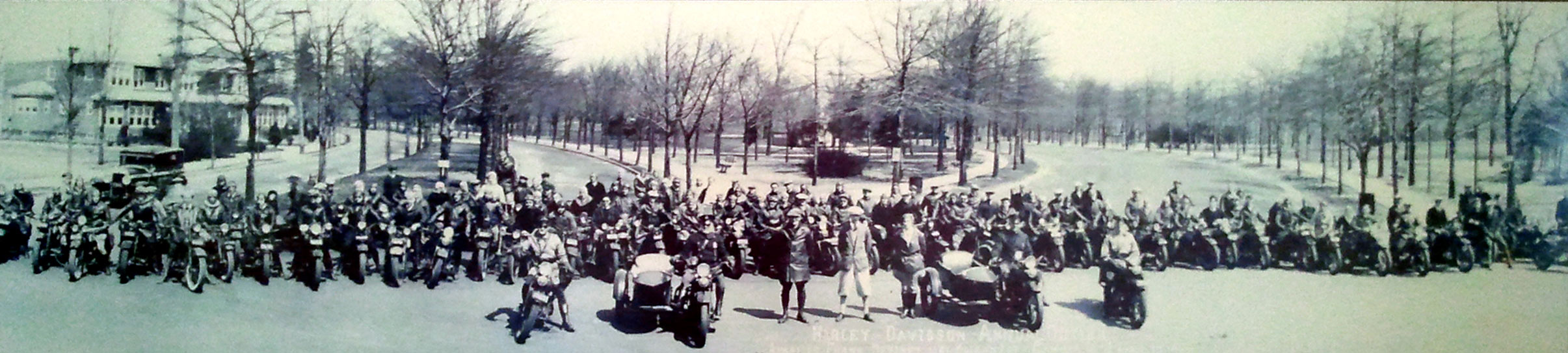 Camden Motorcycle Club Annual Outing — Frank DeViney at center, Myrtle DeViney at right