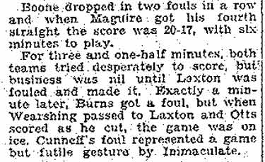 Camden Evening Courier sports article continued, January 24, 1927