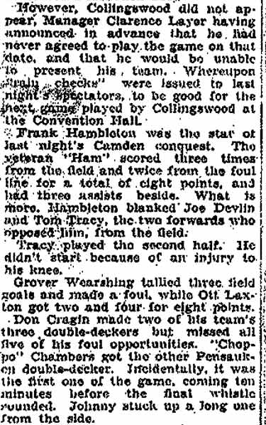 Camden Evening Courier basketball article, page 2