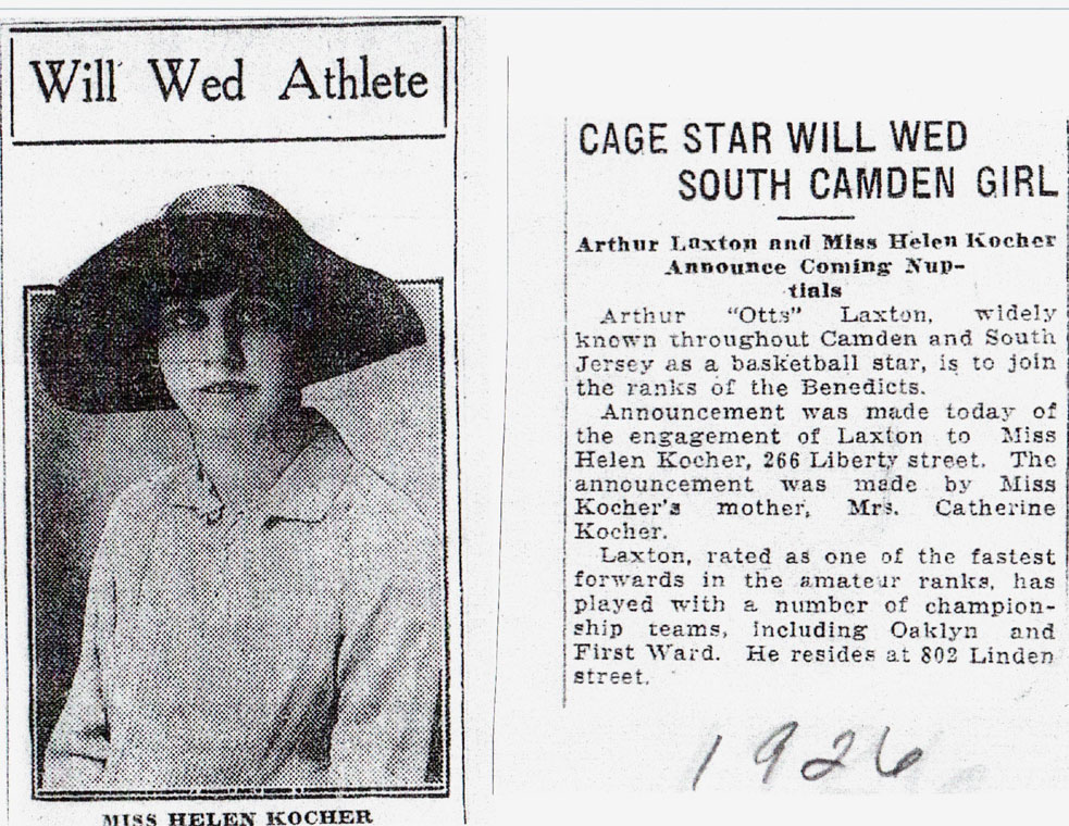 Will Wed Athlete — Helen Kocher, Camden Courier-Post, 1926