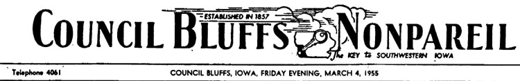 Council Bluffs Nonpareil masthead, March 4, 1955