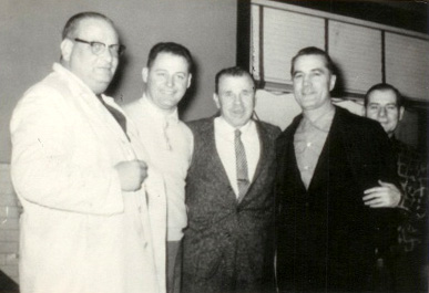 From left: Unknown, Caesar Campana Jr., ex-champion Mickey Walker, Tommy Skymer, Unknown