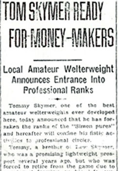 Tom Skymer Ready for Money-Makers — Camden Courier-Post, early 1930s