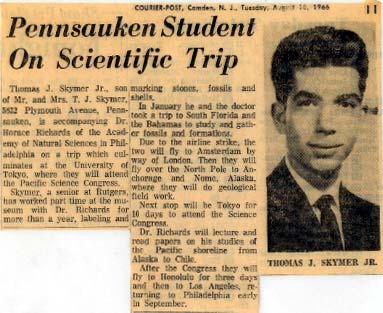 Thomas J. Skymer Jr. — Pennsauken Student on Scientific Trip — Camden Courier-Post, April 10, 1966