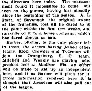 Atlanta Constitution, July 6, 1906 — Valdosta Quits Ball League continued