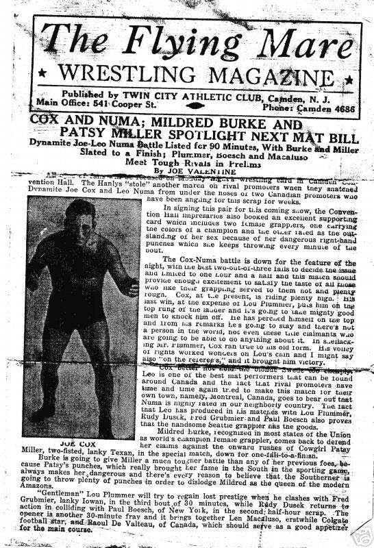 Flying Mare Wrestling Magazine, March 24, 1941, photo 1