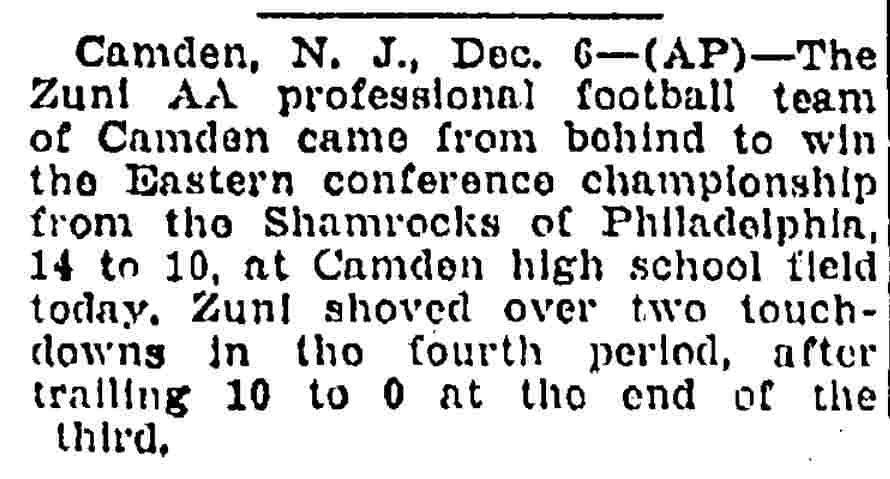 Springfield Massachusetts Republican, December 7, 1942 — Zuni AA wins Eastern conference championship