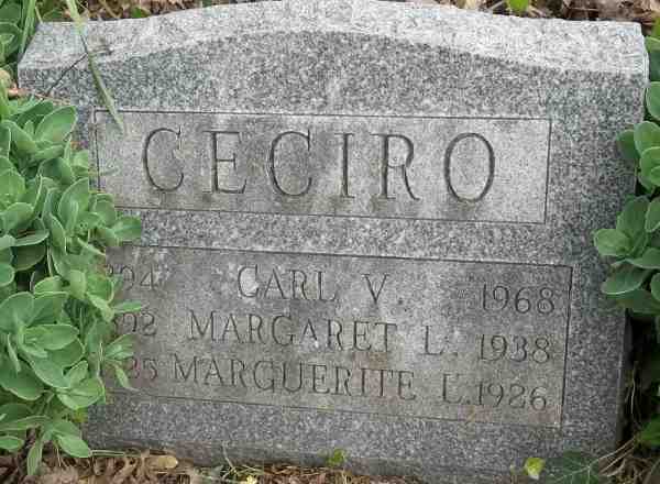 Carl V. Ceciro gravestone at New Camden Cemetery
