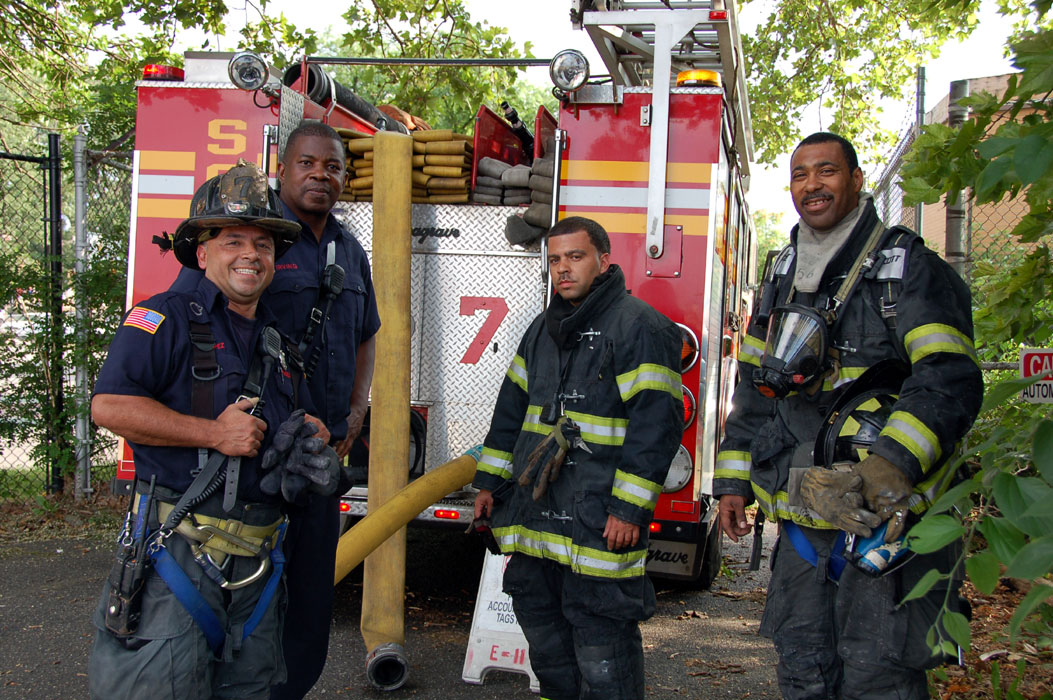 Squad 7 crew, Davis and Copewood Streets fire, June 25, 2011