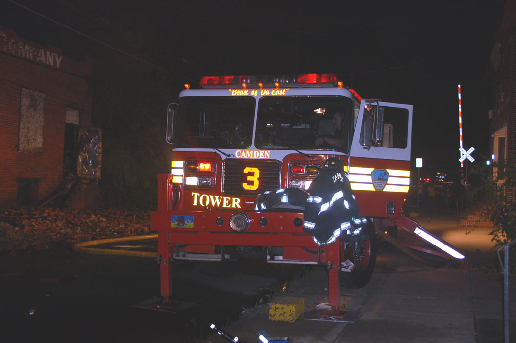 Ladder 3 at Clement Coverall fire, July 5, 2011