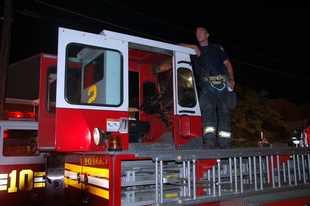 Ladder 2 at Clement Coverall fire, July 5, 2011