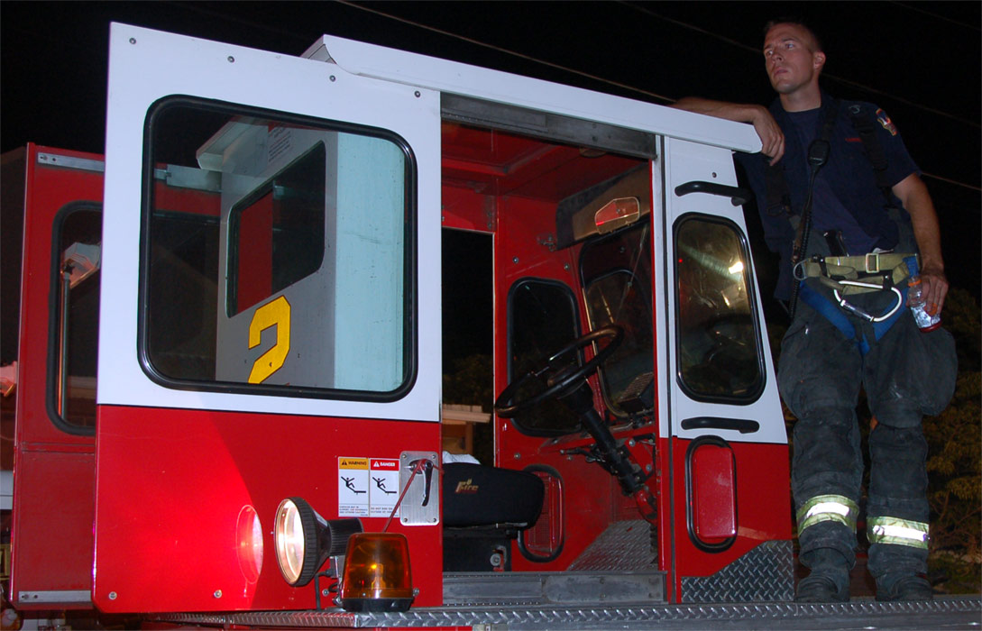 Ladder 2 at Clement Coverall fire, July 5, 2011