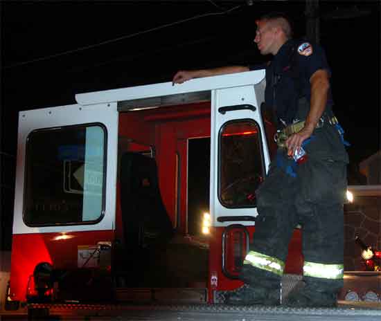 Ladder 2 at Clement Coverall fire, July 5, 2011