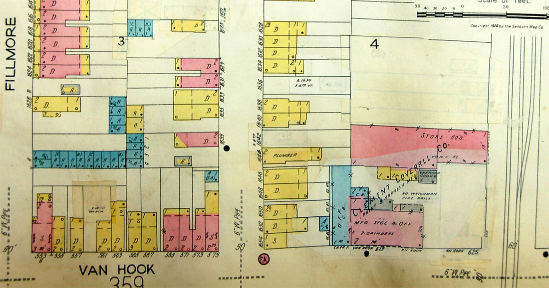 Sanborn map of Van Hook Street and 6th Street area, Camden
