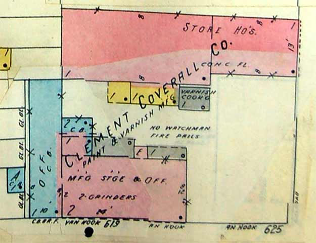 Sanborn map detail, originally 1926 with periodic corrections