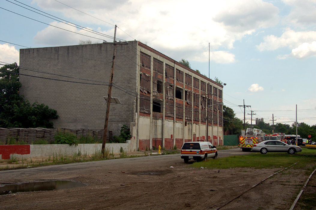 Abandoned paper warehouse fire, South 16th Street, July 15, 2011