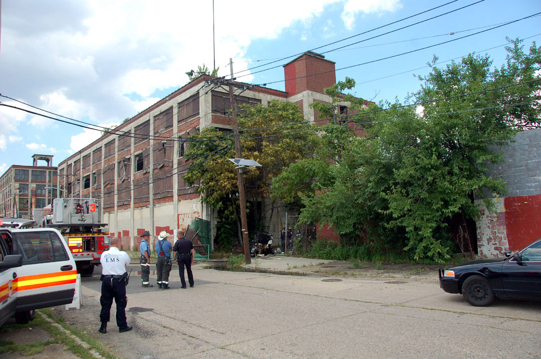 Fire scene as viewed from Admiral Wilson Boulevard