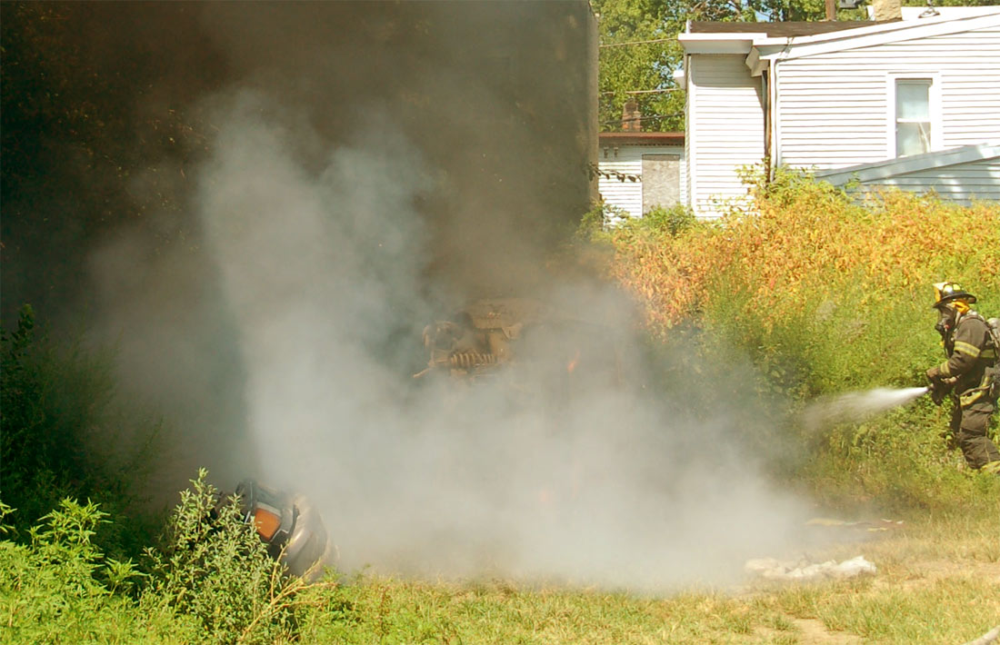 Car fire in vacant lot at 1815 South 6th Street, July 30, 2011