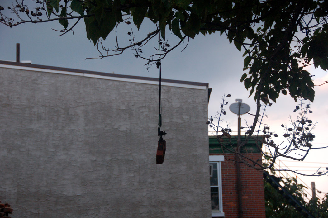 No human casualties, but one brick appears to have hung itself