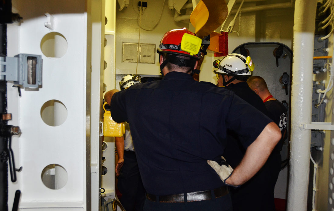 Confined space training, USS New Jersey BB-62