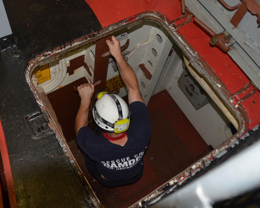 Confined space training, USS New Jersey BB-62