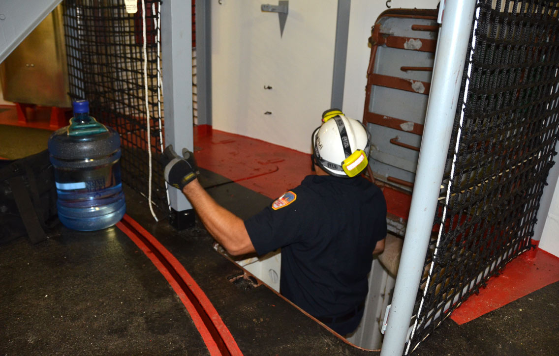 Confined space training, USS New Jersey BB-62