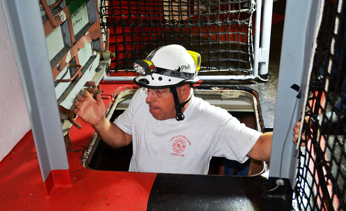 Confined space training, USS New Jersey BB-62