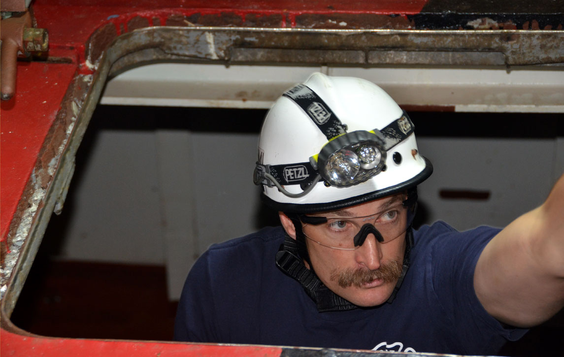 Confined space training, USS New Jersey BB-62