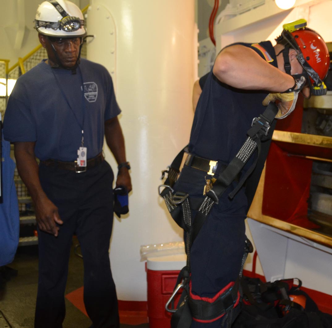 Confined space training, USS New Jersey BB-62