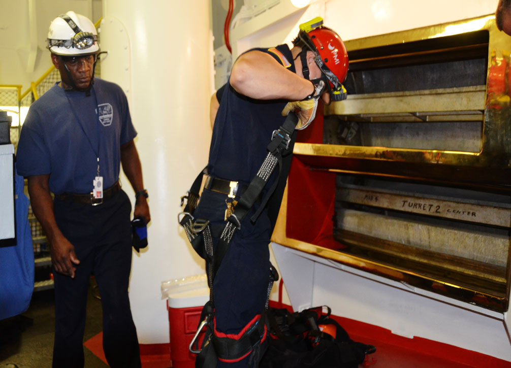 Confined space training, USS New Jersey BB-62