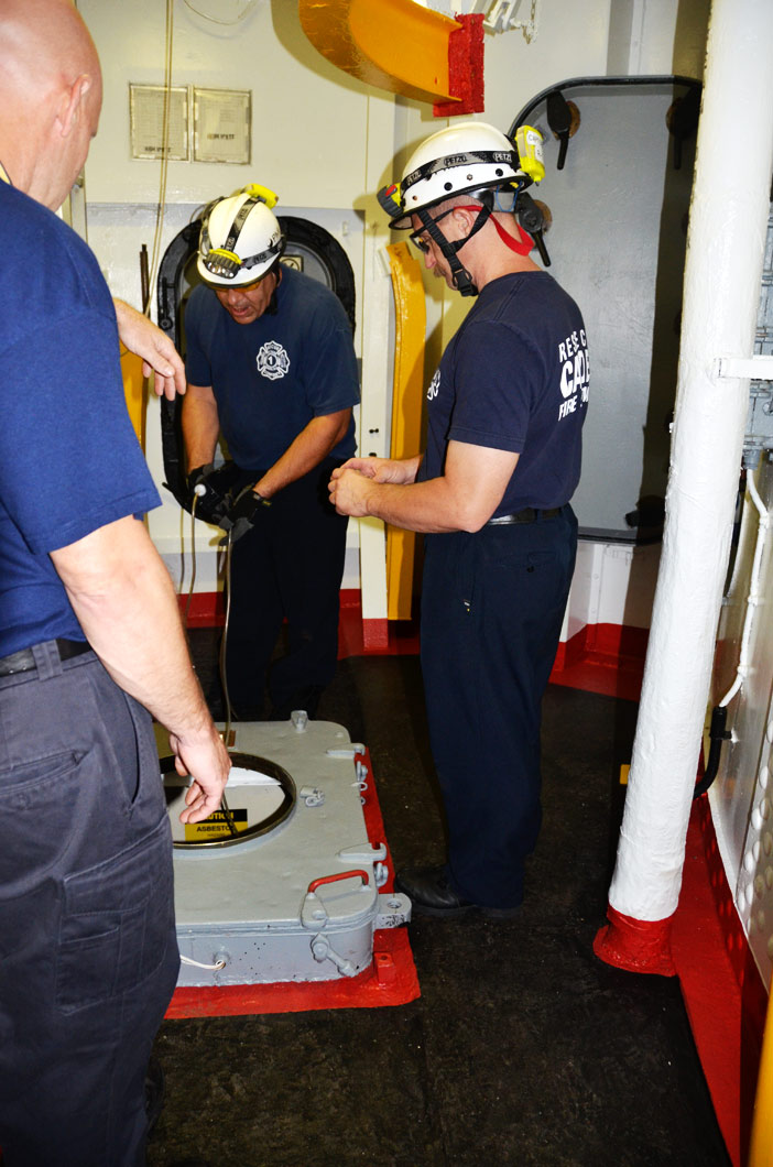 Confined space training, USS New Jersey BB-62