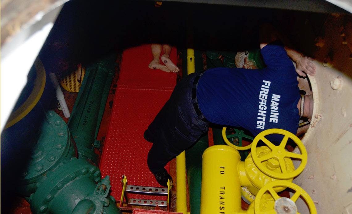 Confined space training, USS New Jersey BB-62
