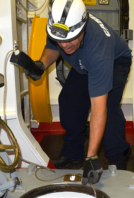 Confined space training, USS New Jersey BB-62