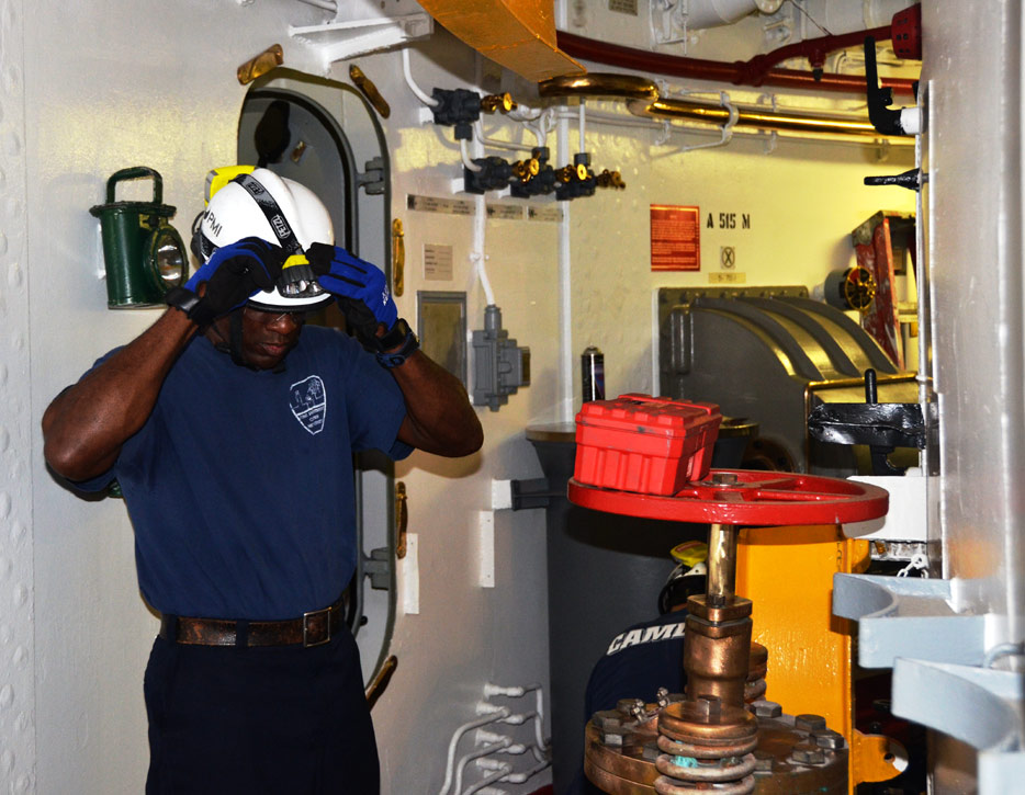 Confined space training, USS New Jersey BB-62